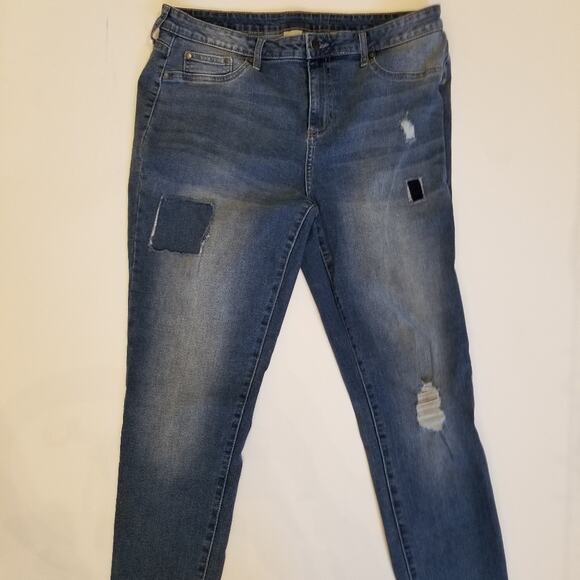 Faded Glory Skinny Stretch Patched Jeggings Comfortable Back Pockets Size 14 - Picture 5 of 12